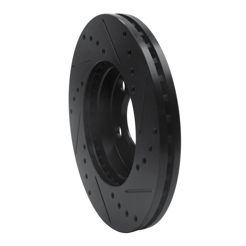 R1 94-04 Ford Mustang Front Left Drilled & Slotted Black Brake Rotor