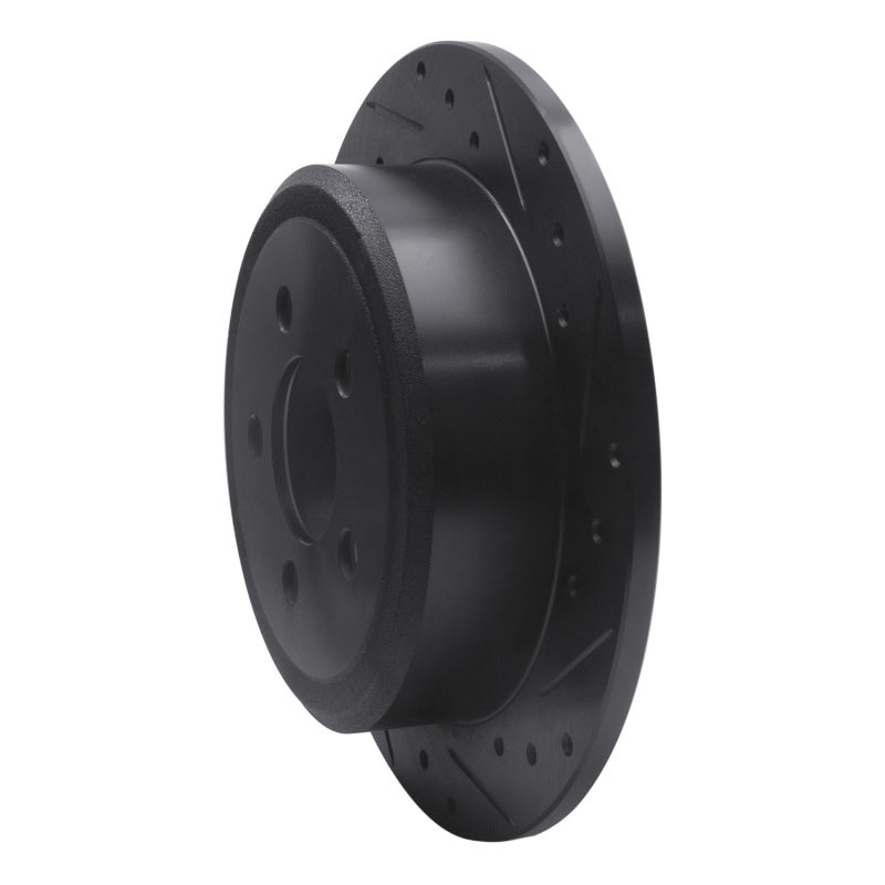 R1 07-12 Dodge Nitro Rear Right Drilled & Slotted Black Brake Rotor