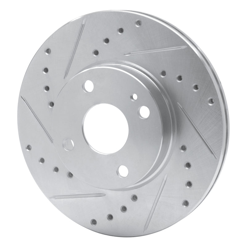 R1 94-02 Mazda Miata Front Left Drilled & Slotted Silver Brake Rotor