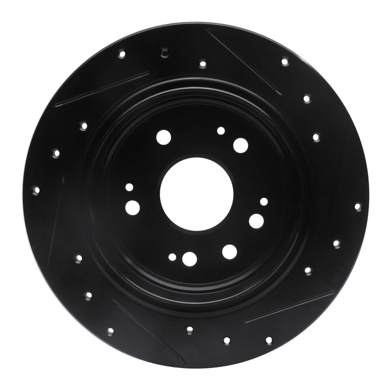 R1 02-04 Honda CR-V Rear Left Drilled & Slotted Black Brake Rotor