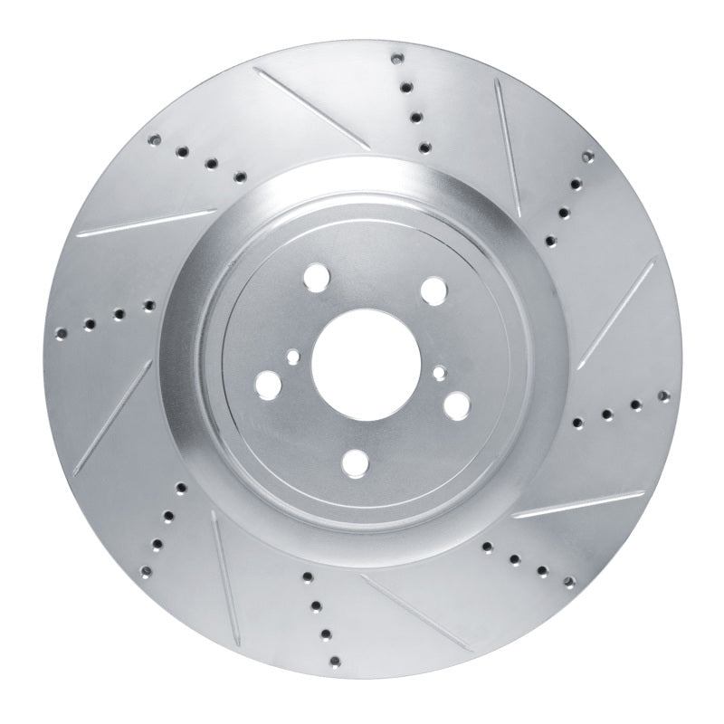 R1 15-22 Lexus RC F Right Front Drilled & Slotted Silver Brake Rotor