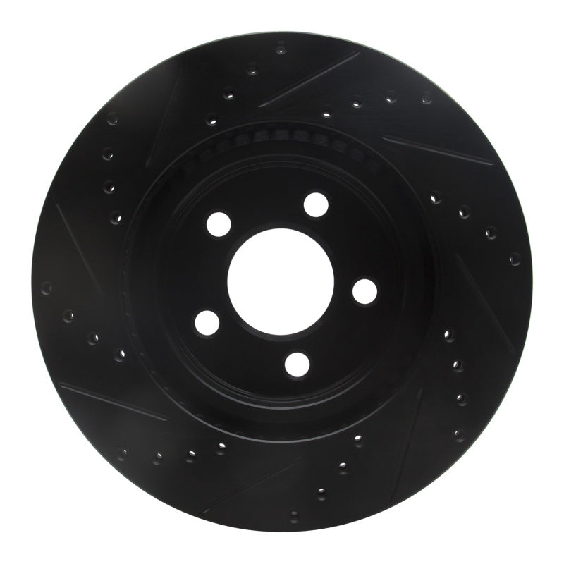 R1 05-23 Chrysler 300 Front Right Drilled & Slotted Black Brake Rotor