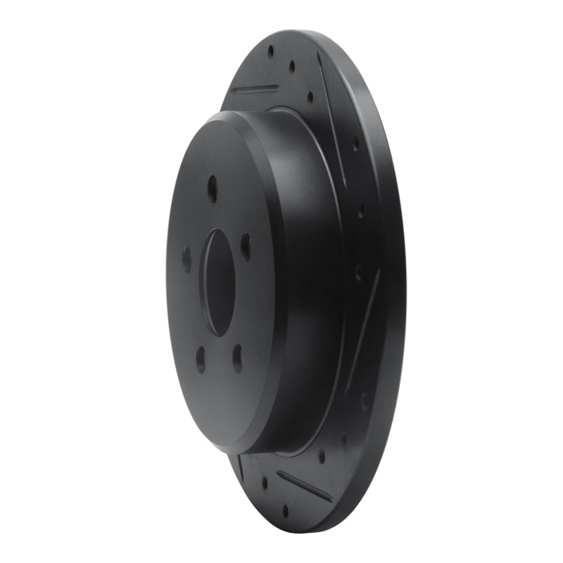 R1 03-10 Chrysler PT Cruiser Rear Right Drilled & Slotted Black Brake Rotor