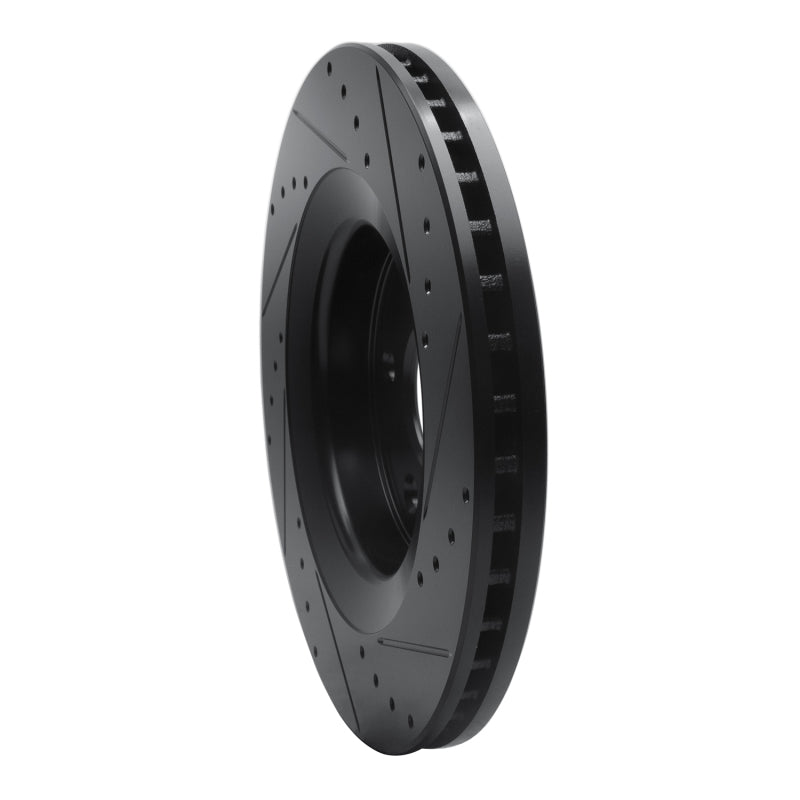 R1 06-10 Jeep Grand Cherokee Front Left Drilled & Slotted Black Brake Rotor