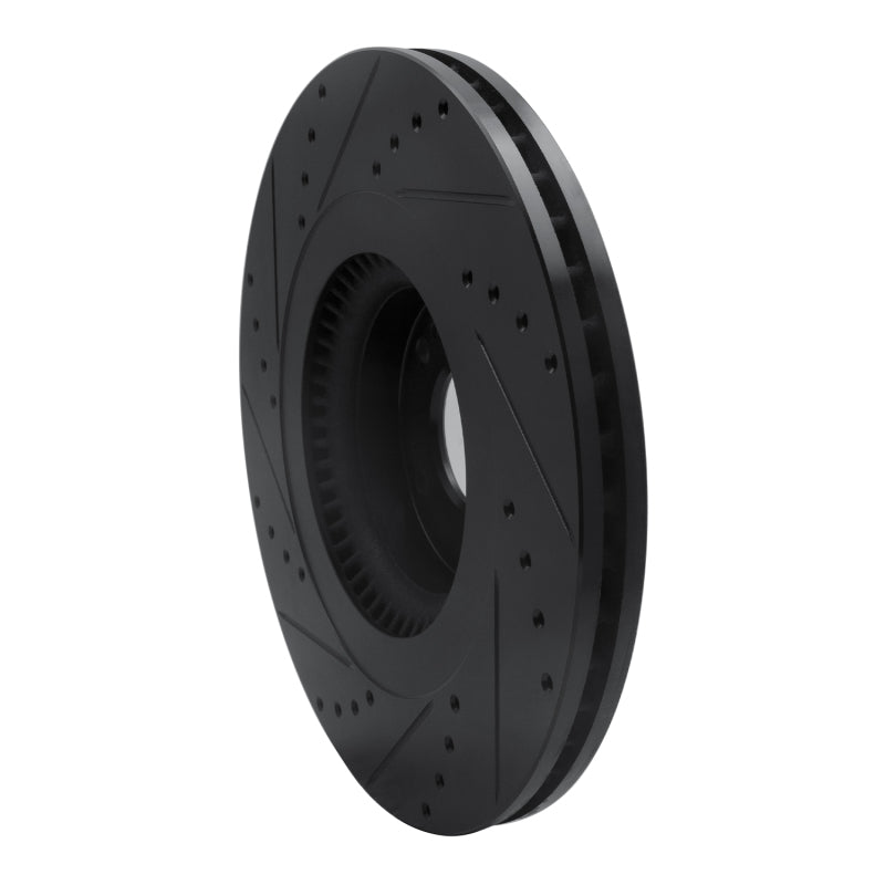R1 12-17 Genesis G80 Front Right Drilled & Slotted Black Brake Rotor