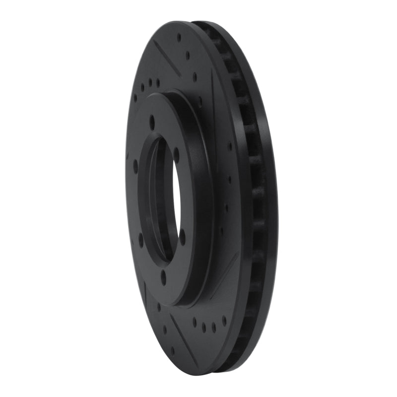 R1 98-15 Nissan NP300 (Mexico) Front Right Drilled & Slotted Black Brake Rotor