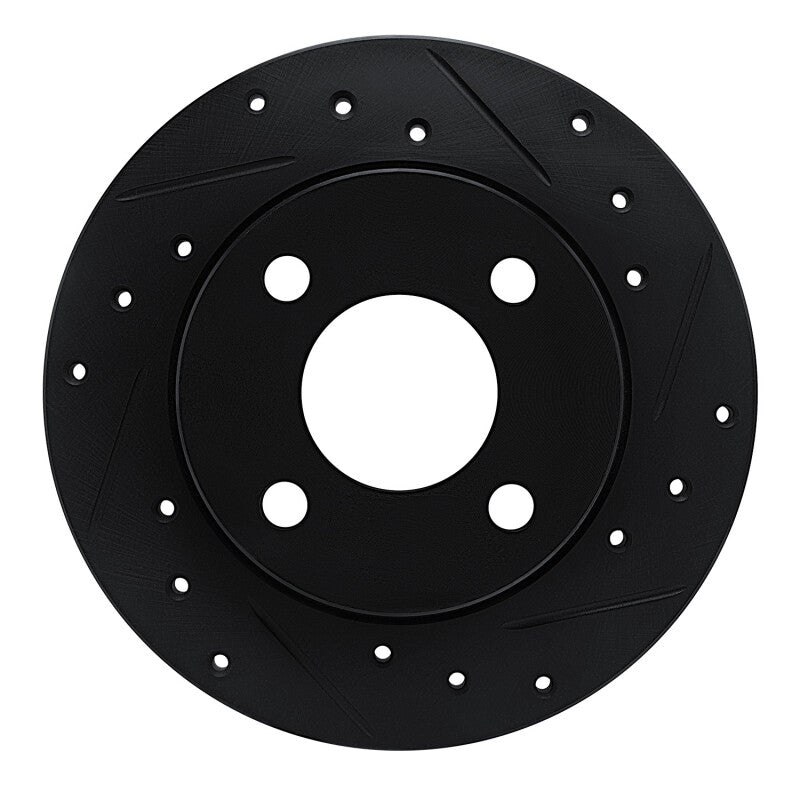 R1 78-90 Dodge Rampage Front Right Drilled & Slotted Black Brake Rotor