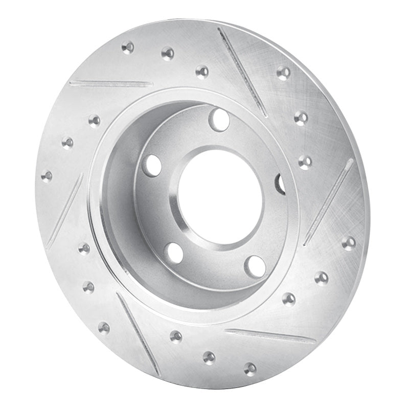 R1 99-05 Audi A6 Quattro Rear Left Drilled & Slotted Silver Brake Rotor