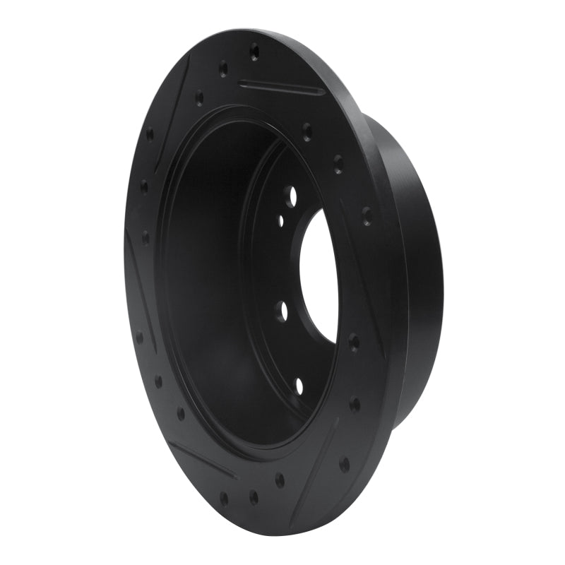R1 10-13 Kia Soul Rear Right Drilled & Slotted Black Brake Rotor