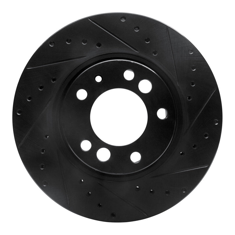 R1 91-93 BMW M5 Front Right Drilled & Slotted Black Brake Rotor