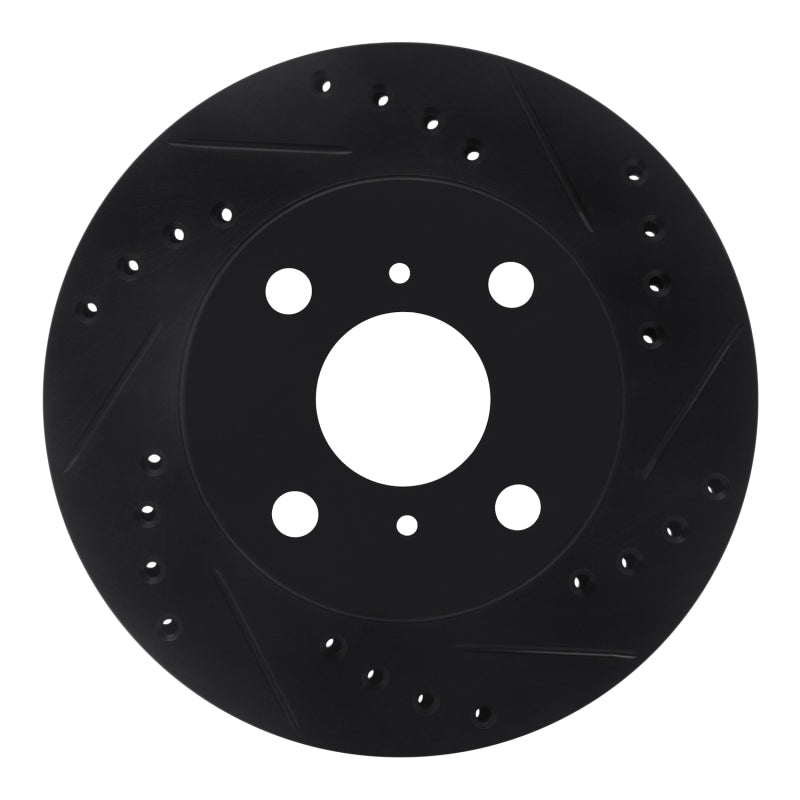 R1 99-05 Toyota Echo Front Right Drilled & Slotted Black Brake Rotor