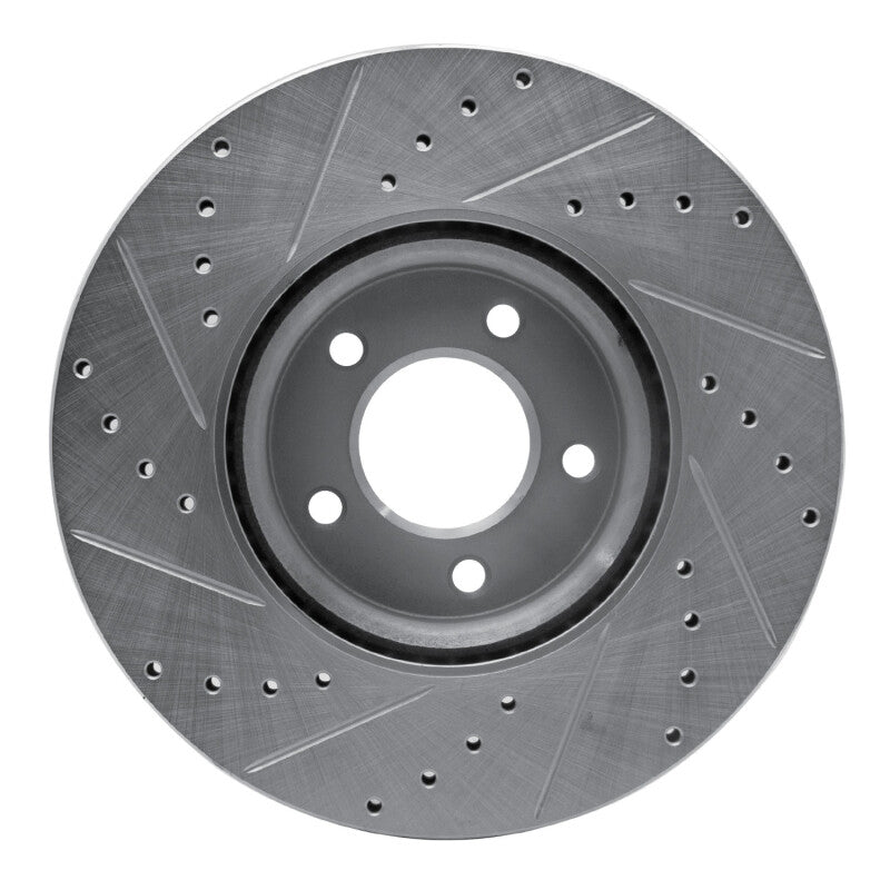 R1 07-13 Mazda 3 Front Right Drilled & Slotted Silver Brake Rotor