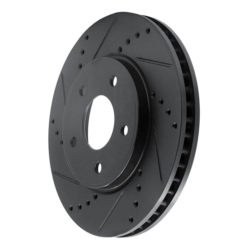 R1 11-25 Chevrolet City Express Front Left Drilled & Slotted Black Brake Rotor