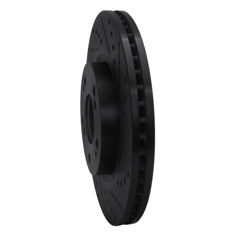 R1 04-12 Mitsubishi Eclipse Front Right Drilled & Slotted Black Brake Rotor