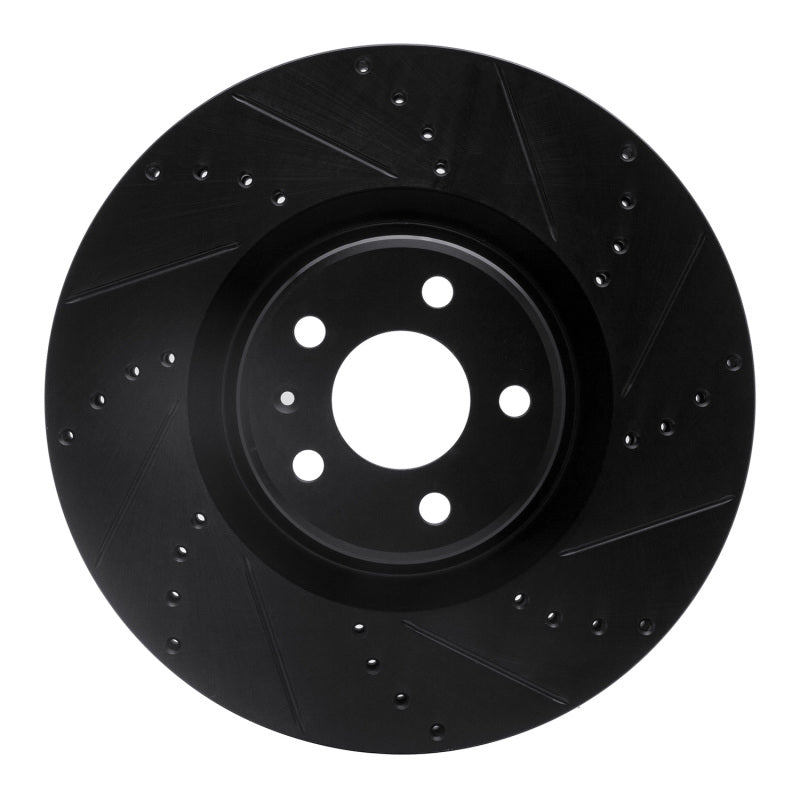R1 12-18 Audi A8 Front Right Drilled & Slotted Black Brake Rotor