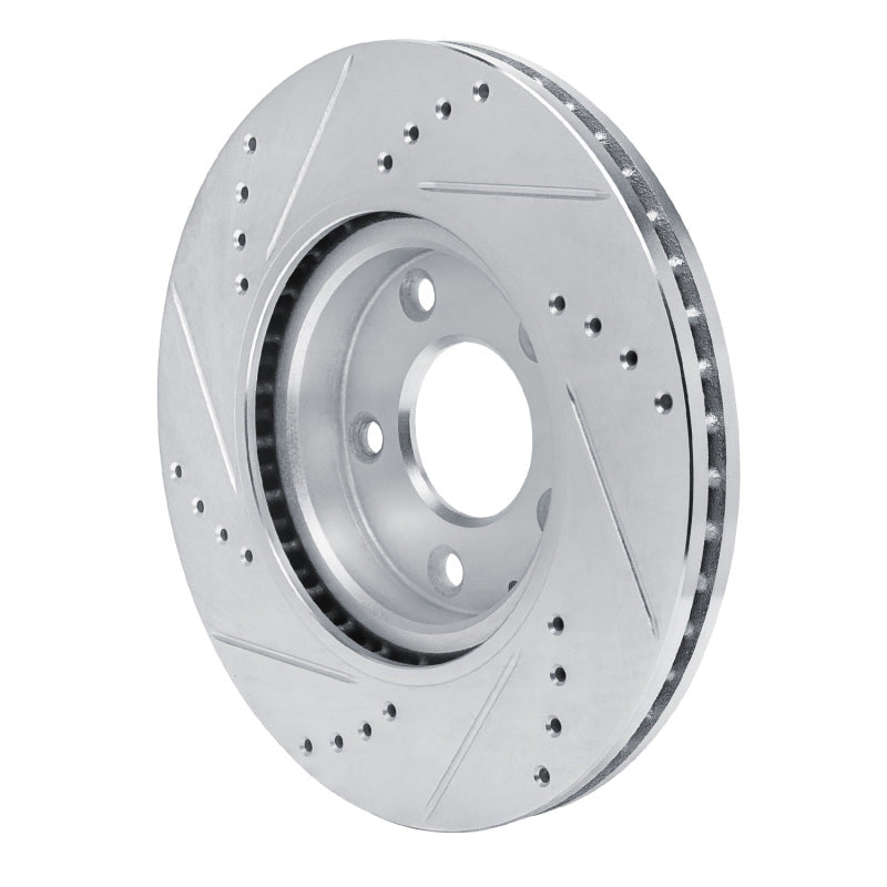 R1 2019-2025 Mazda 3 Front Right Drilled & Slotted Silver Brake Rotor