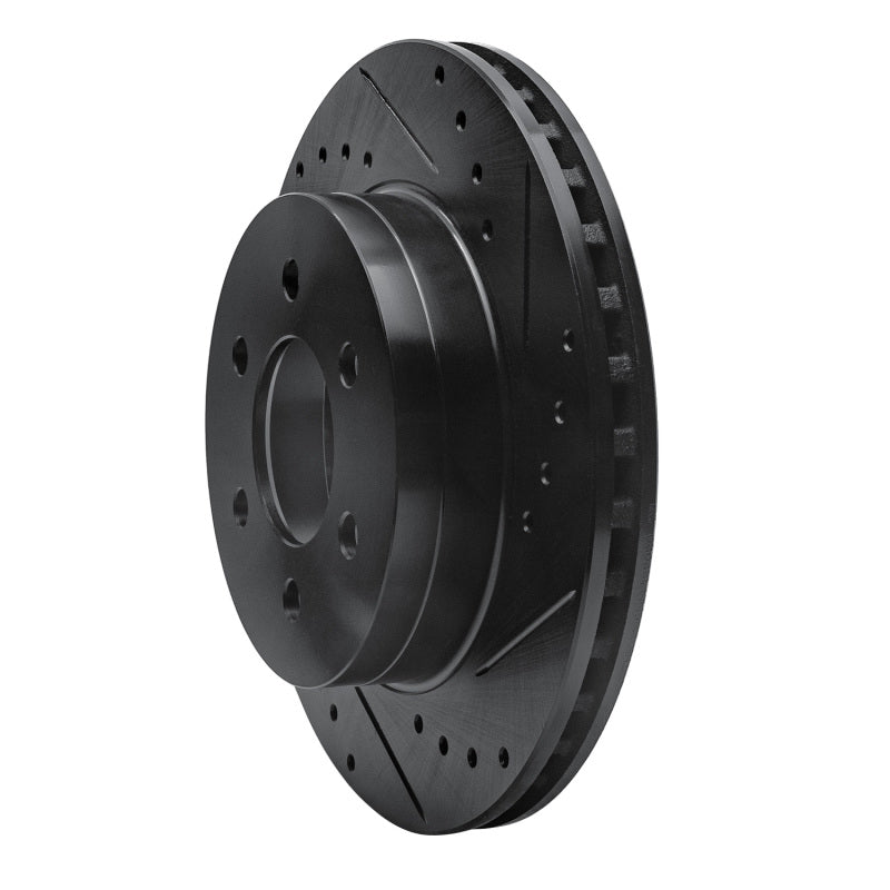 R1 97-02 Dodge Dakota 4WD Front Right Drilled & Slotted Black Brake Rotor