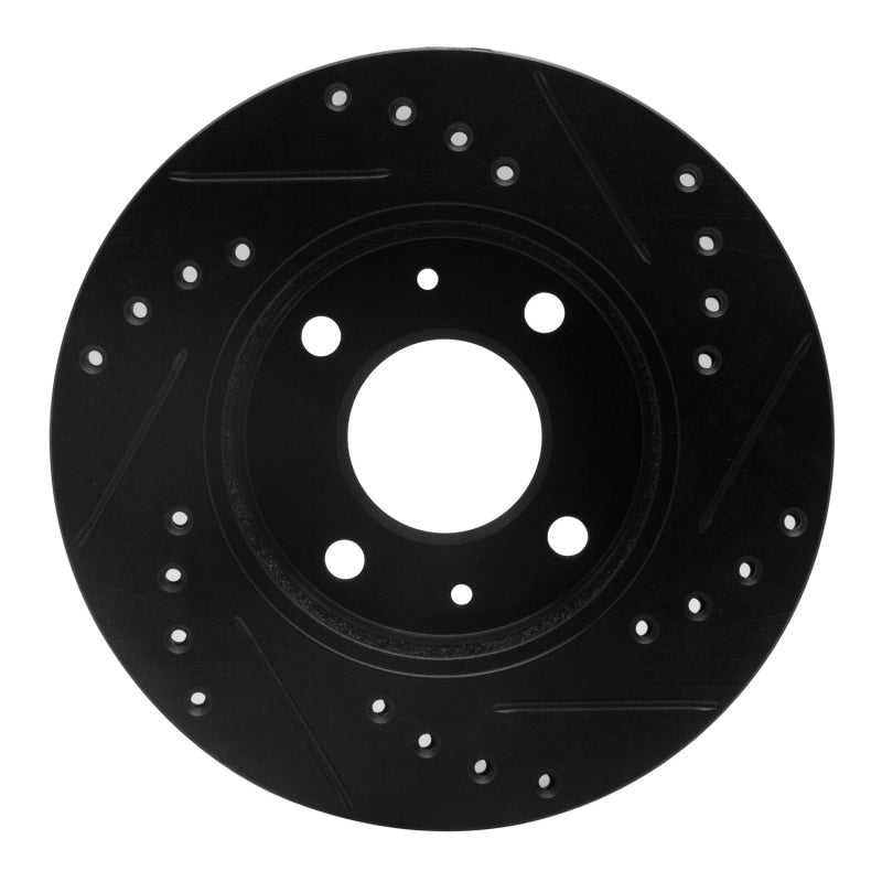 R1 86-17 Nissan NX Front Left Drilled & Slotted Black Brake Rotor