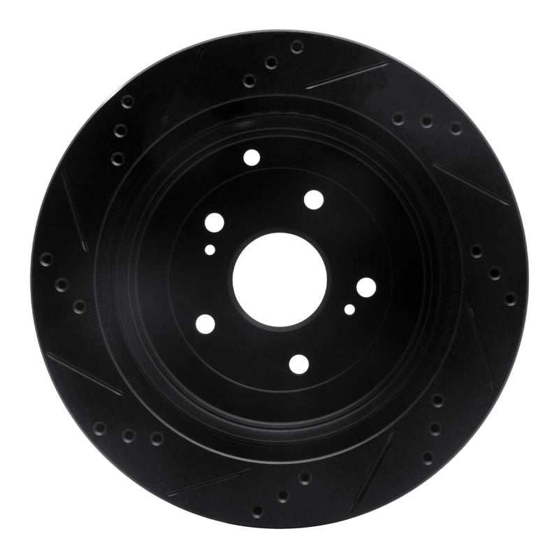 R1 09-17 Suzuki Grand Vitara Rear Right Drilled & Slotted Black Brake Rotor