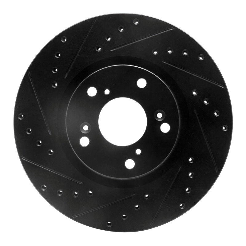 R1 02-15 Acura CSX Front Left Drilled & Slotted Black Brake Rotor
