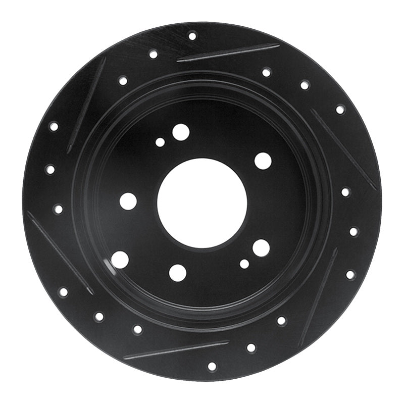 R1 04-12 Mitsubishi Eclipse Rear Right Drilled & Slotted Black Brake Rotor