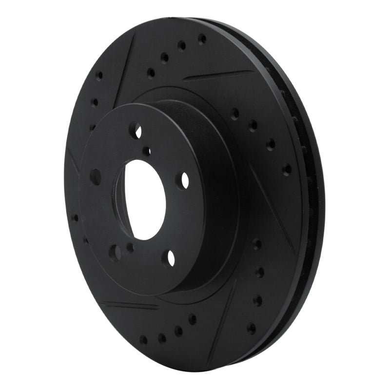 R1 90-01 Subaru Impreza Front Left Drilled & Slotted Black Brake Rotor