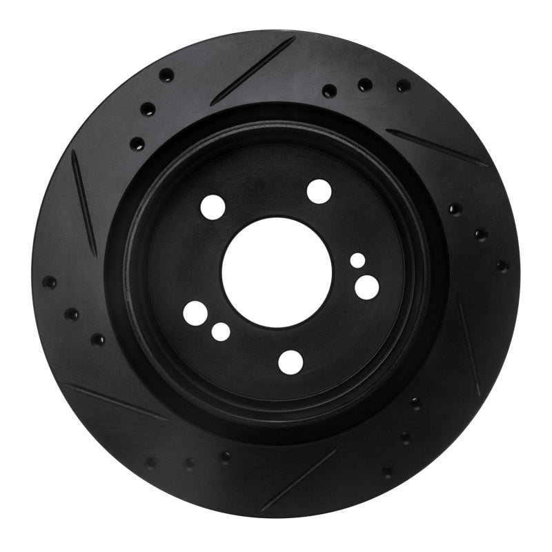 R1 92-95 Mercedes-Benz E420 Rear Right Drilled & Slotted Black Brake Rotor