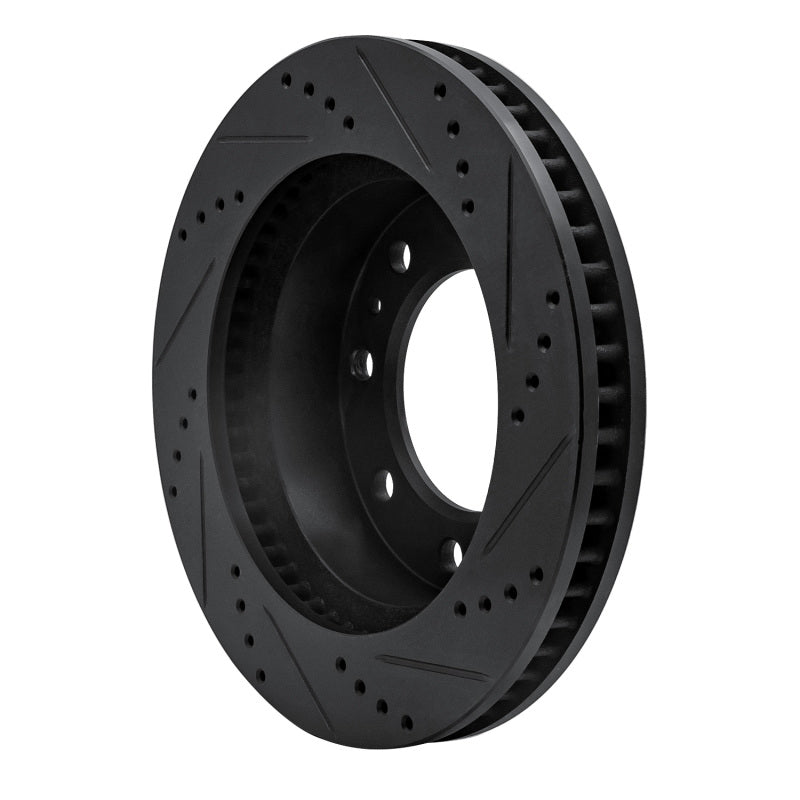 R1 06-11 Cadillac DTS Front Left Drilled & Slotted Black Brake Rotor