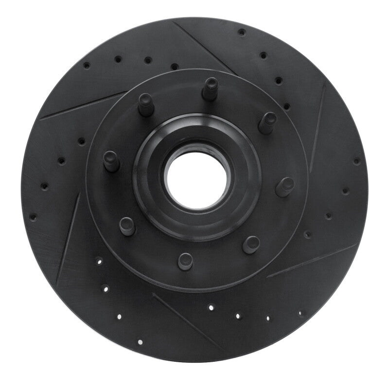 R1 11-25 Ford F-350 Super Duty 2WD Front Right Drilled & Slotted Black Brake Rotor