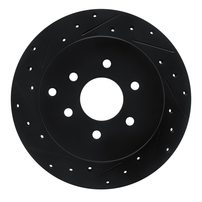 R1 05-12 Nissan Pathfinder Rear Left Drilled & Slotted Black Brake Rotor