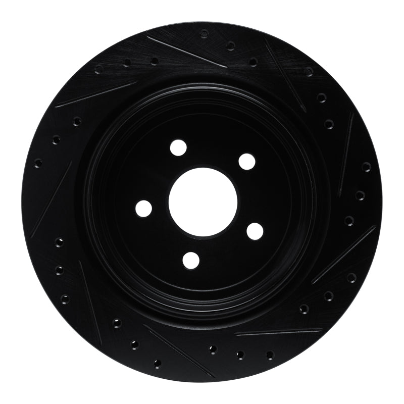 R1 89-95 Chrysler LeBaron Rear Left Drilled & Slotted Black Brake Rotor