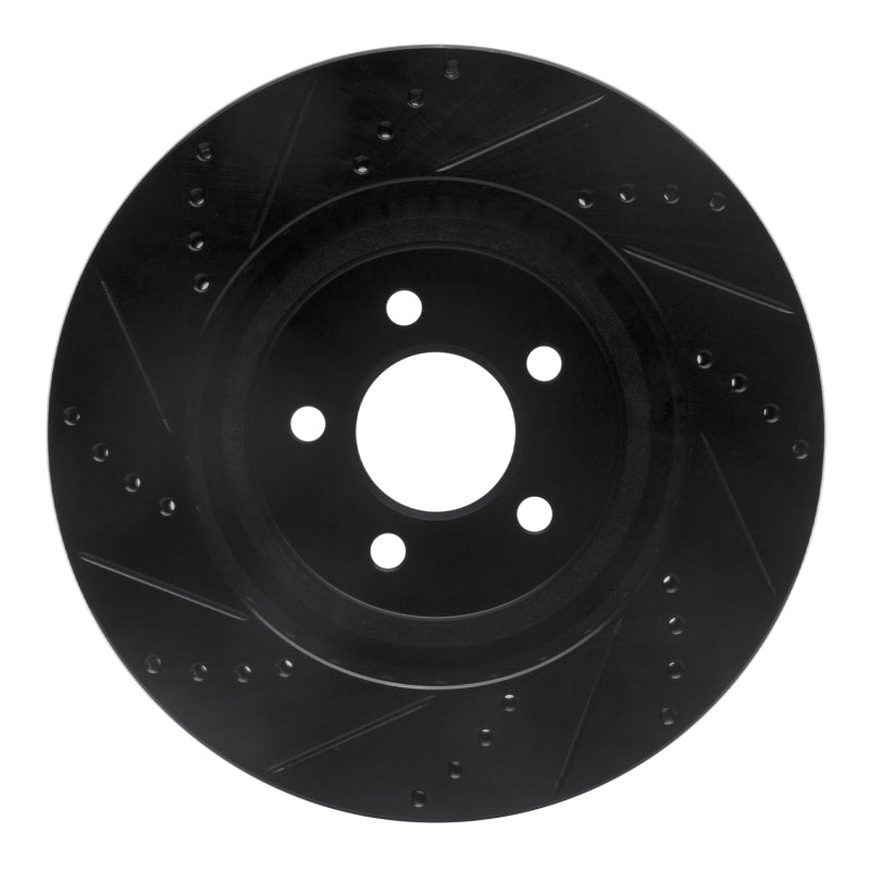 R1 94-04 Ford Mustang Front Right Drilled & Slotted Black Brake Rotor