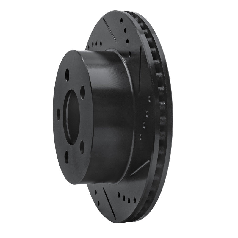 R1 99-06 Jeep Wrangler Front Right Drilled & Slotted Black Brake Rotor