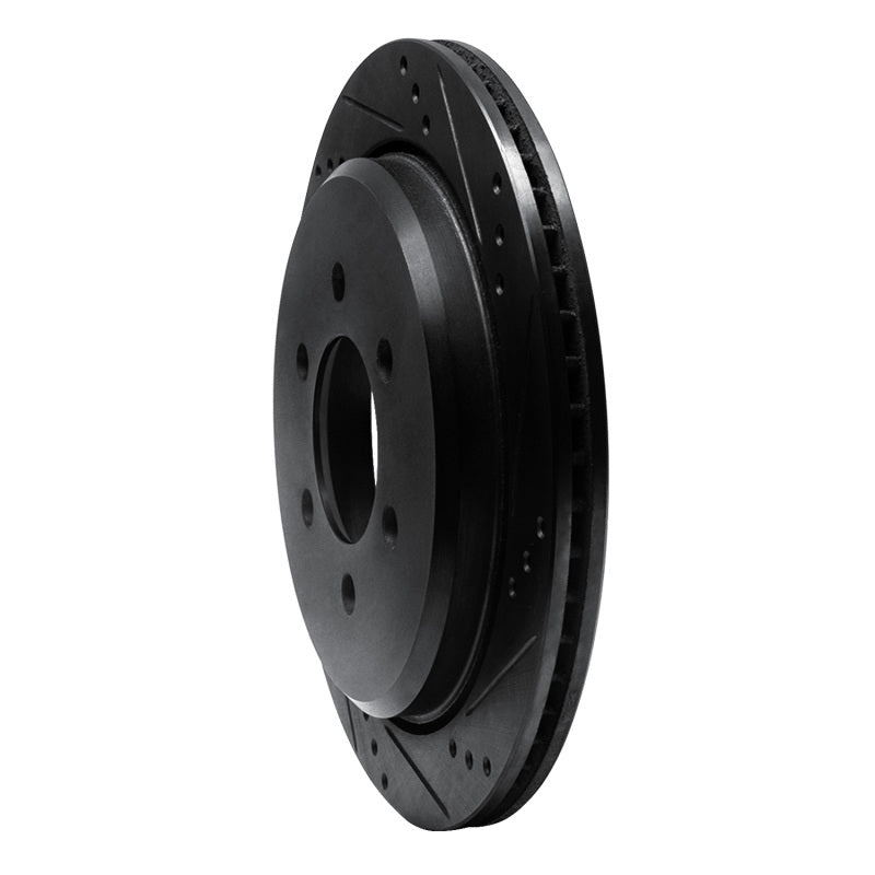 R1 02-06 Ford Expedition Rear Right Drilled & Slotted Black Brake Rotor