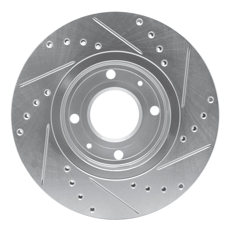 R1 00-04 Volvo S40 Front Left Drilled & Slotted Silver Brake Rotor