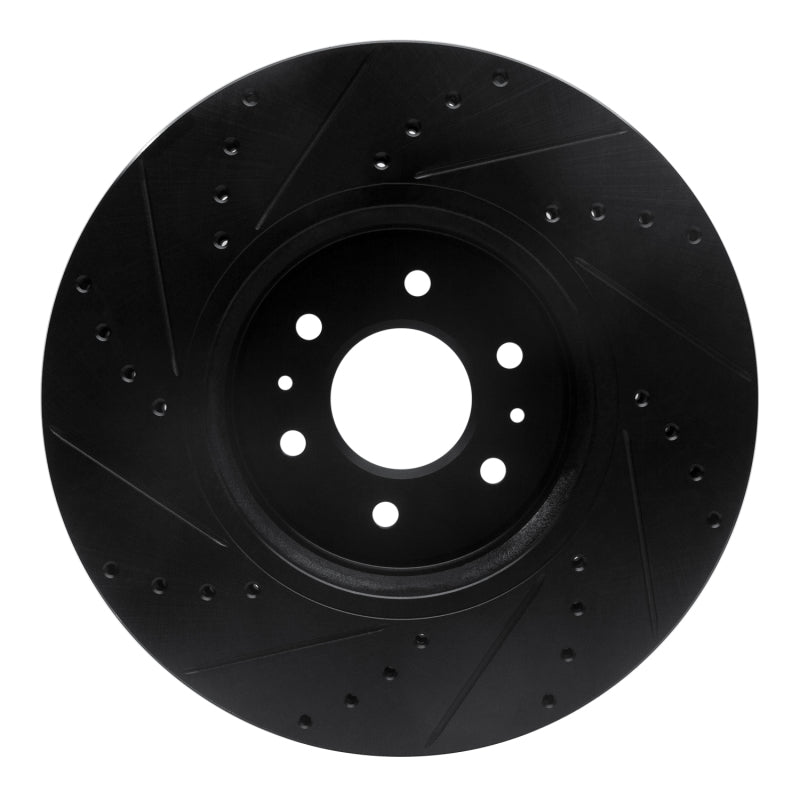 R1 09-10 Kia BORREGO Front Right Drilled & Slotted Black Brake Rotor