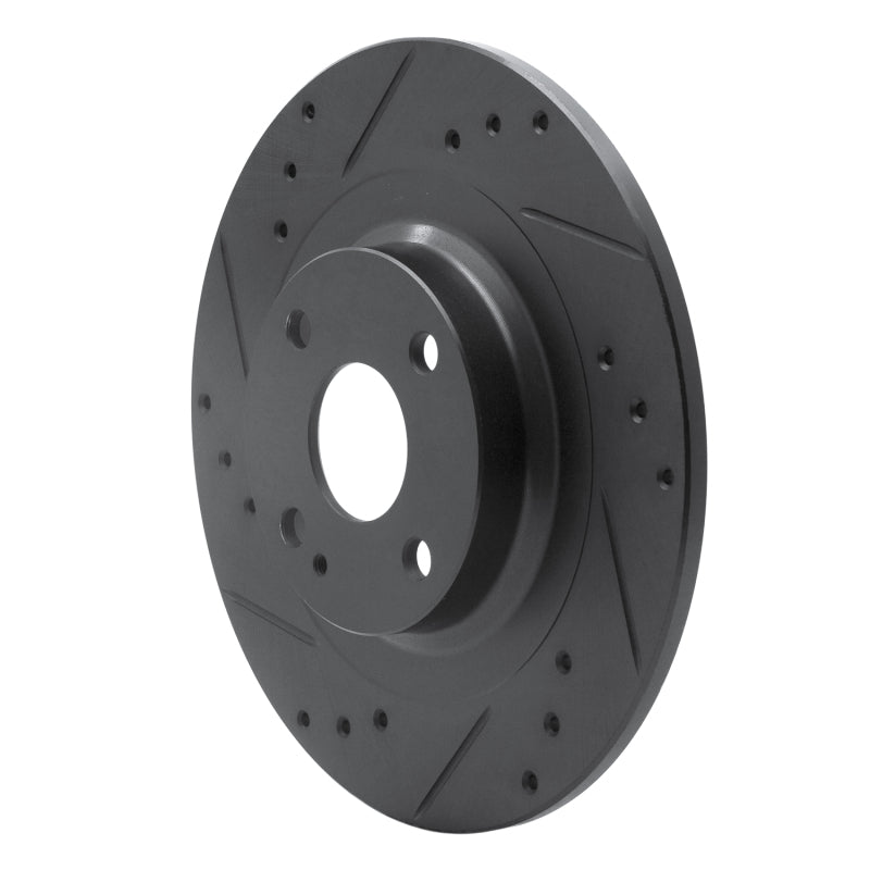 R1 2016-2025 Fiat 124 Spider Rear Left Drilled & Slotted Black Brake Rotor