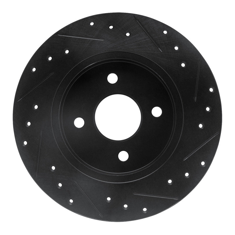R1 02-04 Ford Focus Rear Left Drilled & Slotted Black Brake Rotor