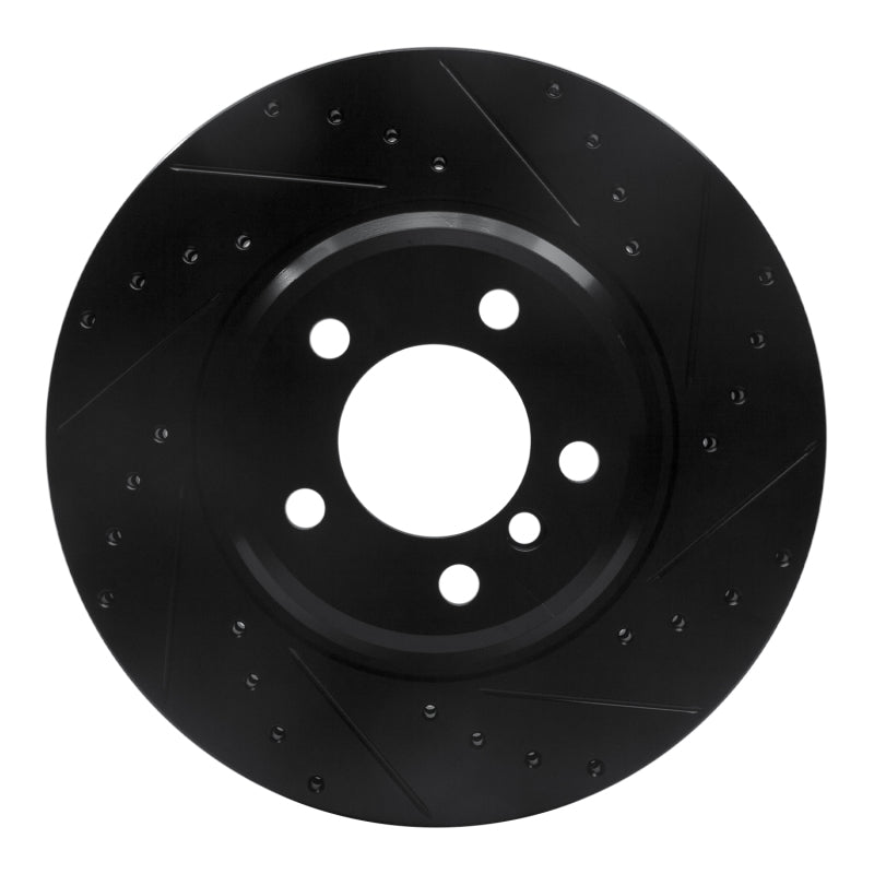 R1 02-08 BMW 760LI Front Right Drilled & Slotted Black Brake Rotor