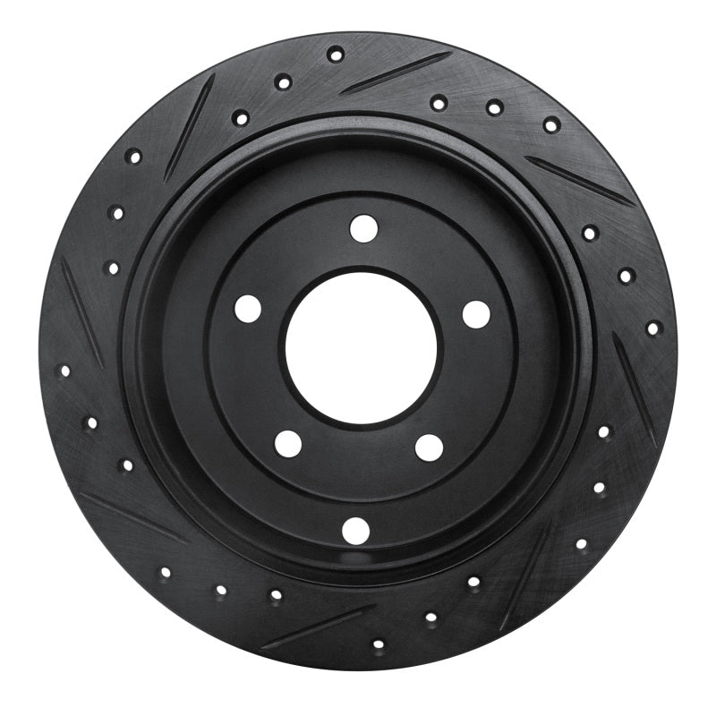 R1 95-02 Mazda Millenia Rear Right Drilled & Slotted Black Brake Rotor