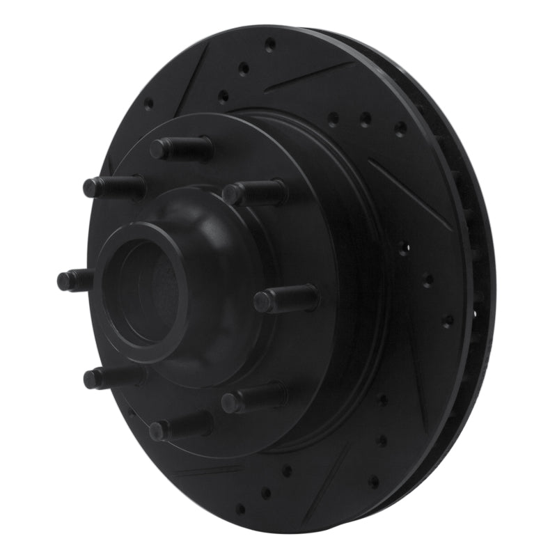 R1 1994-1999 Dodge Ram 2500 Front Left Drilled & Slotted Black Brake Rotor