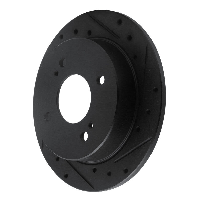 R1 82-88 Nissan 280ZX Rear Right Drilled & Slotted Black Brake Rotor