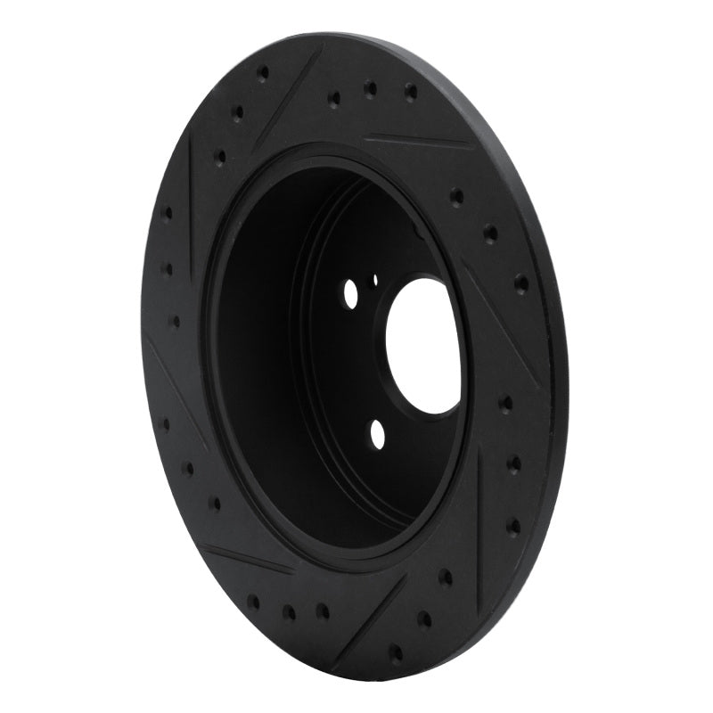 R1 99-03 Lexus RX300 Rear Right Drilled & Slotted Black Brake Rotor