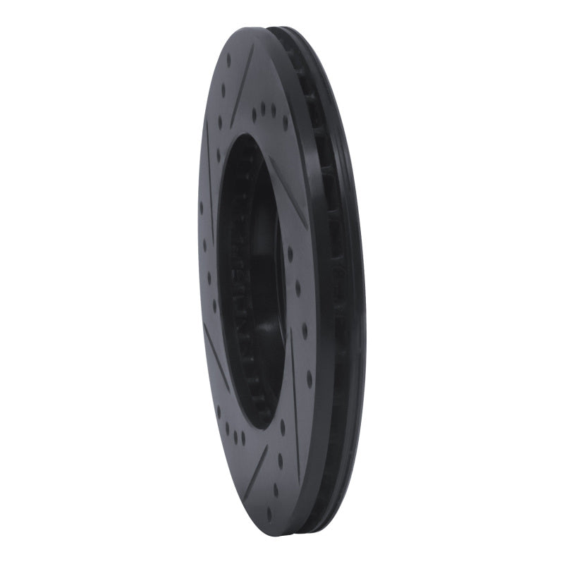 R1 84-87 Toyota Cressida Front Right Drilled & Slotted Black Brake Rotor