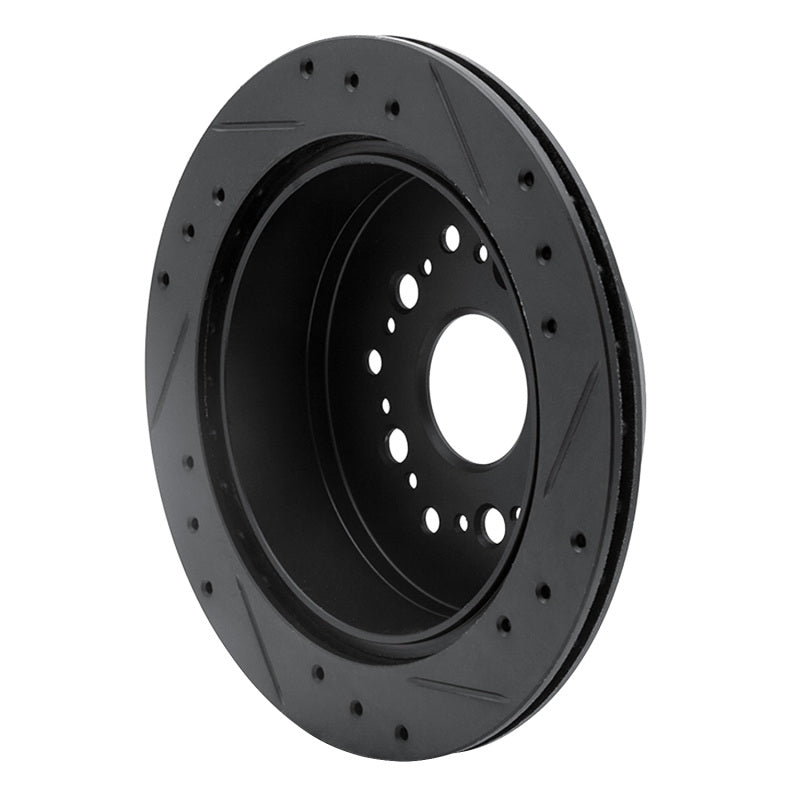 R1 92-98 Lexus SC300 Rear Left Drilled & Slotted Black Brake Rotor