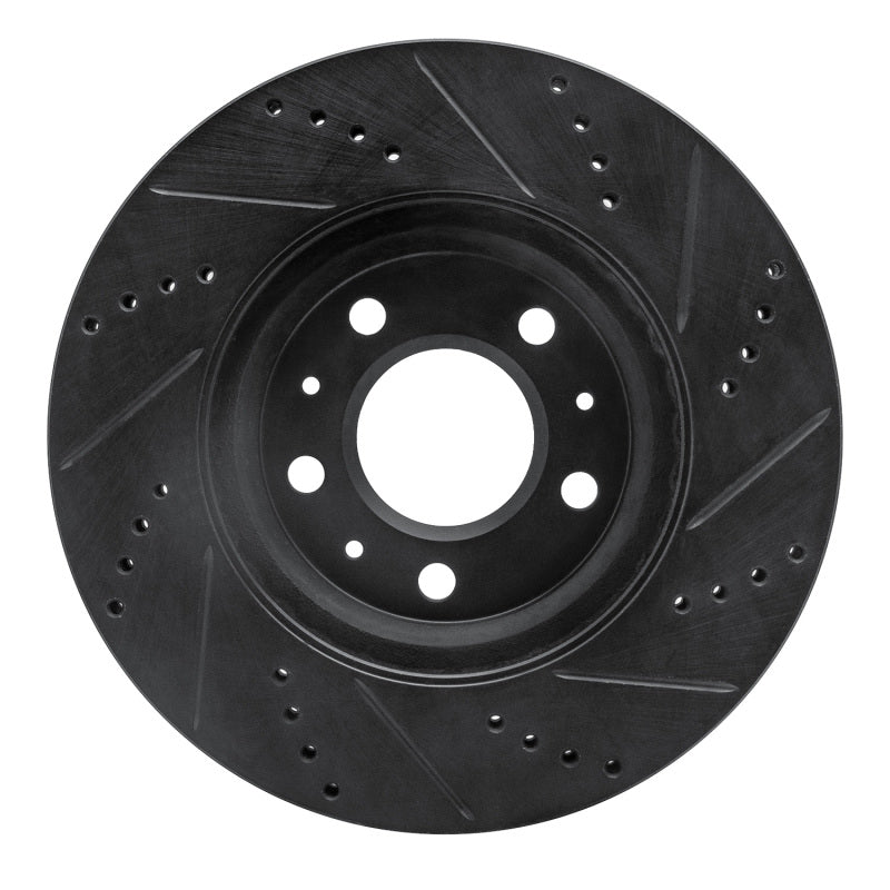 R1 03-08 Cadillac STS Front Left Drilled & Slotted Black Brake Rotor