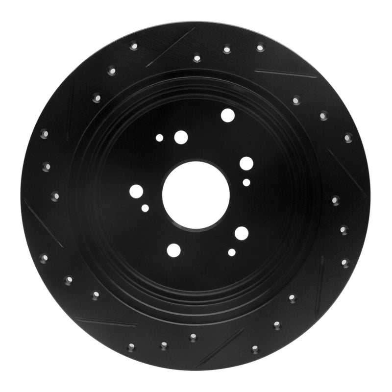 R1 01-08 Acura MDX Rear Right Drilled & Slotted Black Brake Rotor