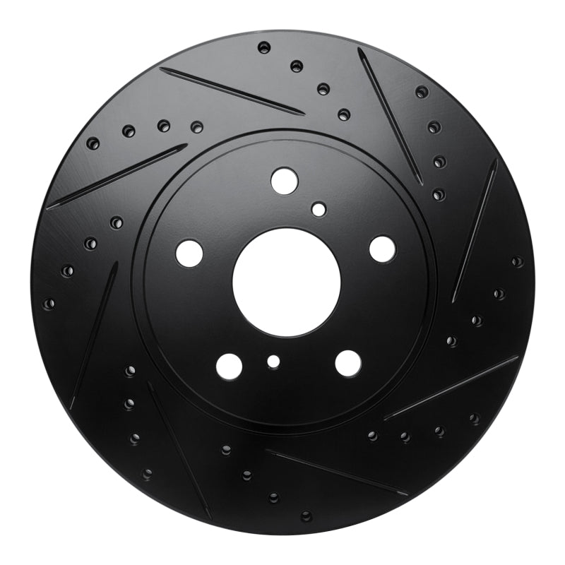 R1 86-92 Toyota Supra Front Right Drilled & Slotted Black Brake Rotor