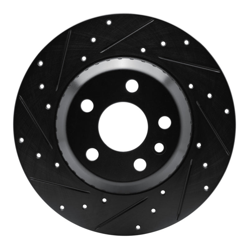 R1 20-22 Jaguar E-Pace Rear Left Drilled & Slotted Black Brake Rotor