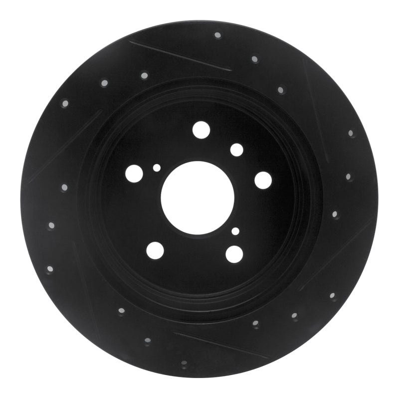 R1 18-24 Toyota Camry Rear Left Drilled & Slotted Black Brake Rotor